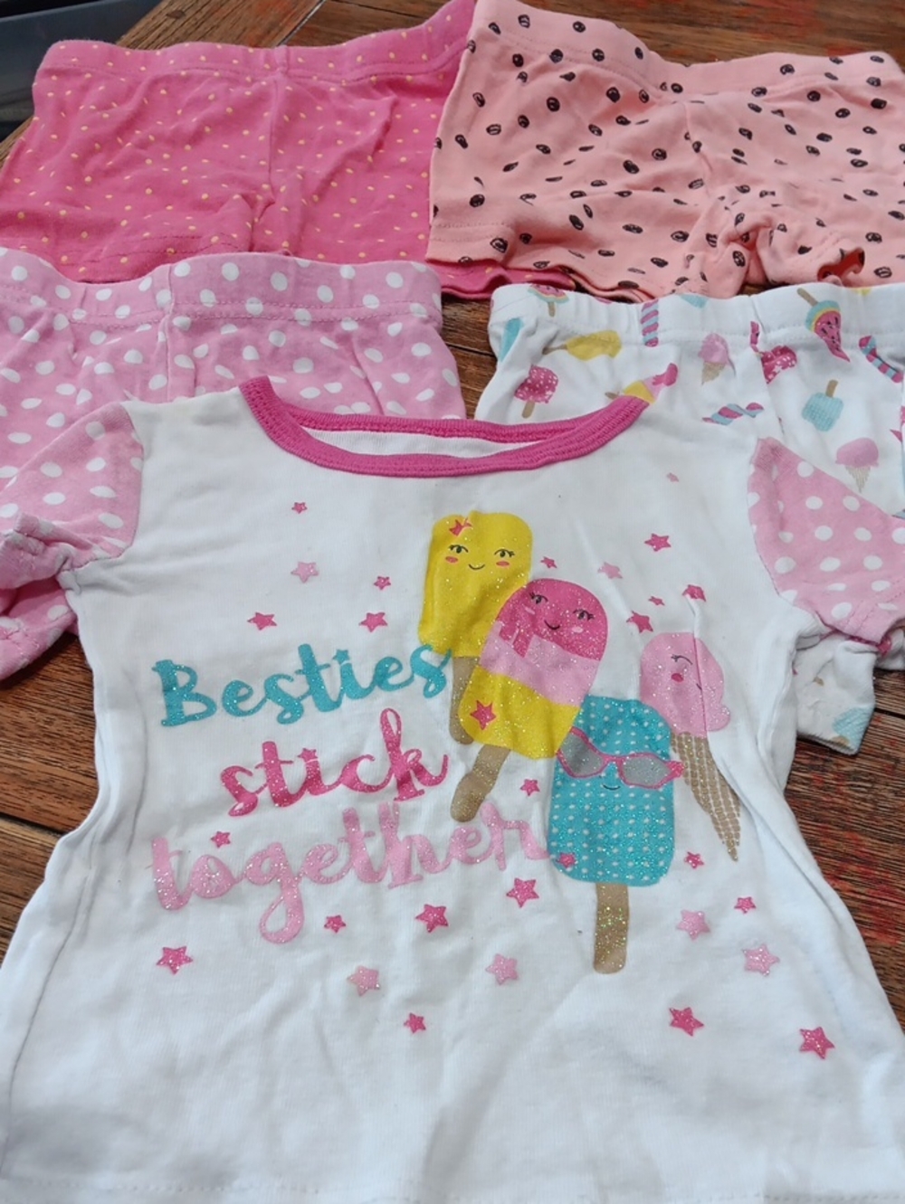 Night  Life Girls Pink & White 'Besties Stick Together' Pajama Set
